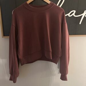 Lululemon Softstreme Perfectly Oversized Cropped Crew Red Merlot